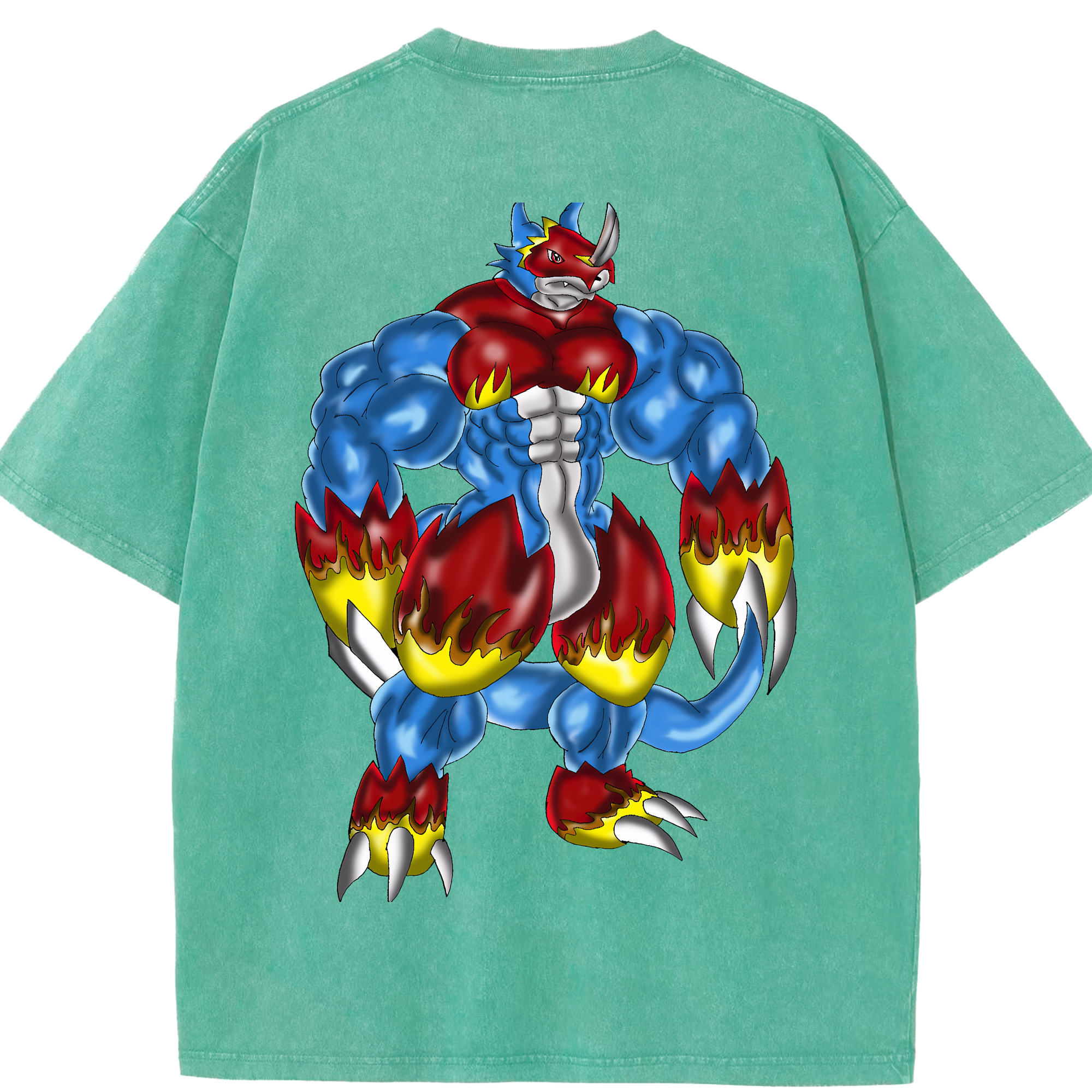（画像用） Digimon デジタルモンスター/デジモン 綿100% ヴィンテージ風 半袖Tシャツ（背面プリント）